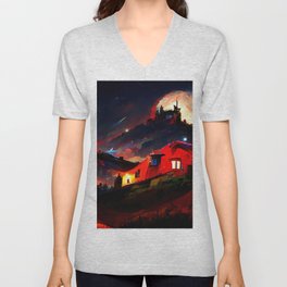 A fairy landscape, a magical night V Neck T Shirt