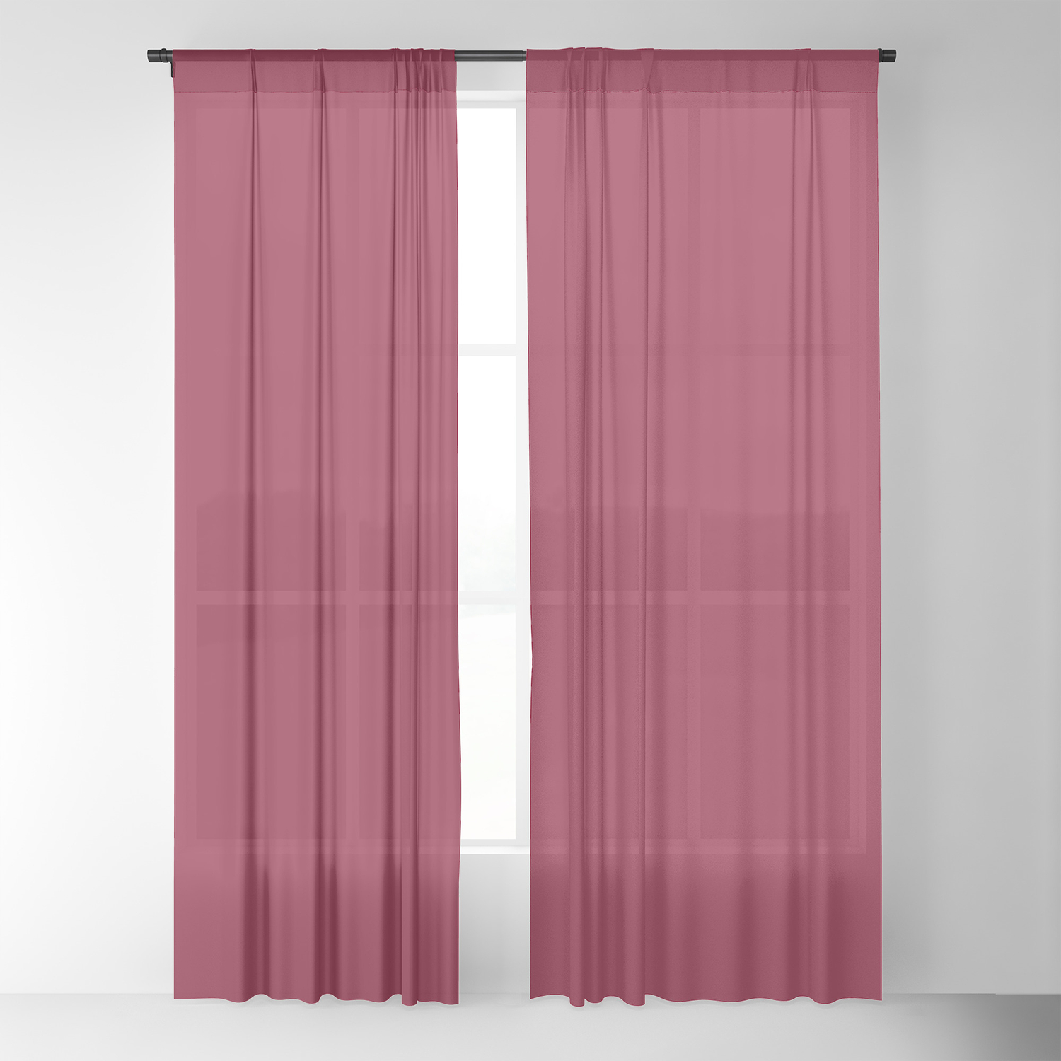 Burgundy Solid Color Sheer Curtain By Roneric Society6