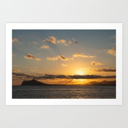 Golden sunset over the Mediterranean Sea. Sunlight and clouds Art Print