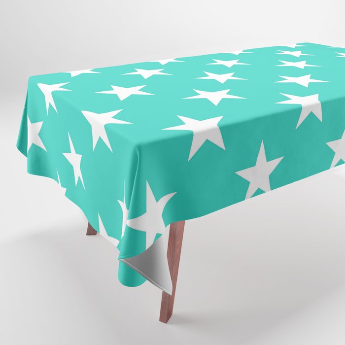 STARS DESIGN (WHITE-TURQUOISE) Tablecloth