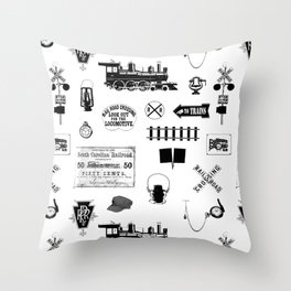 Railroad Symbols on White Throw Pillow
