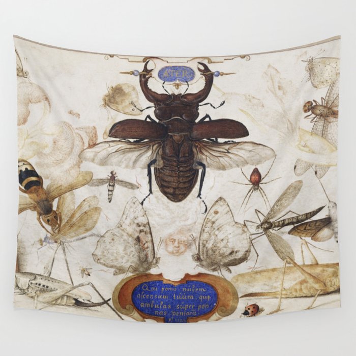 Insects and the Head of a Wind God Wall Tapestry