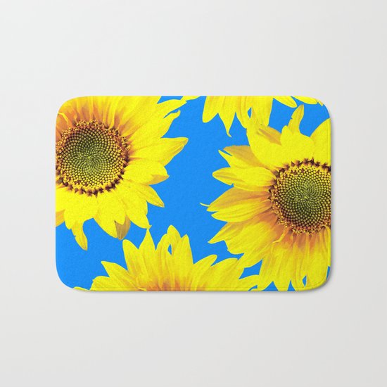 Sunny Sunflowers with blue sky - summer mood - #Society6 #buyart Bath Mat