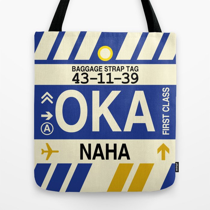 OKA Naha Okinawa • Airport Code and Vintage Baggage Tag Design