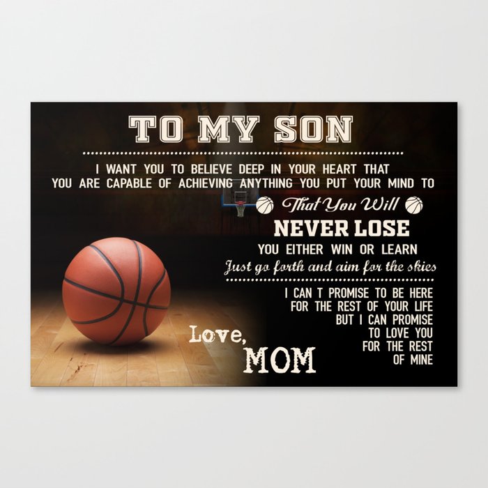 Baketball Family - To my son - Love mom Canvas Print
