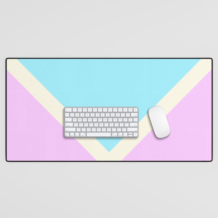 Pink Blue V Shape Retro Stripes Chilse Desk Mat