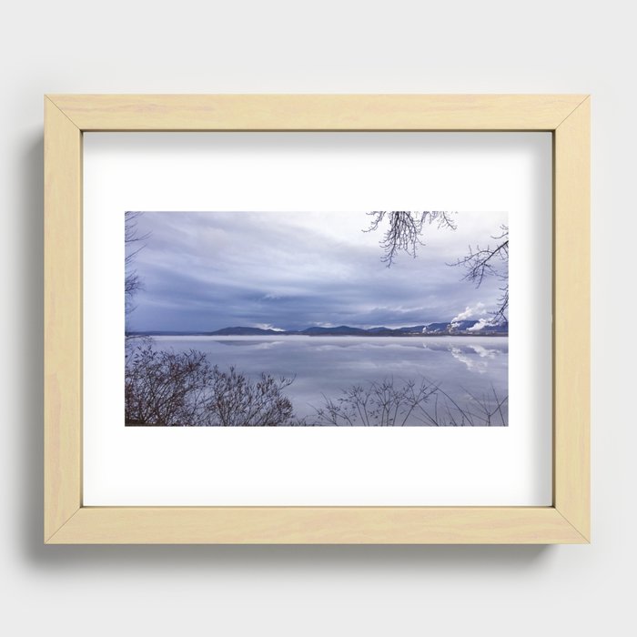 A cold and bitter winter in Vermont with a glimpse of the Adirondacks Recessed Framed Print