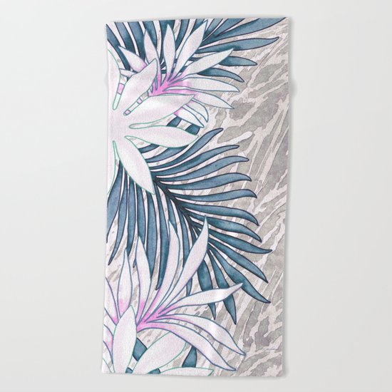Denim Blooms Forever Beach Towel