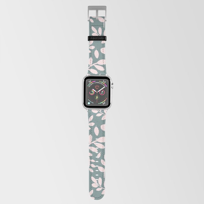 Aegean teal blush pink watercolor foliage floral Apple Watch Band