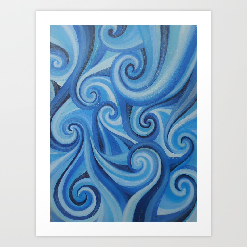 Parting Waves Abstract Ocean Sea Swirls Painting Art Print By Surfer Art By Julia Watts Coleman Society6