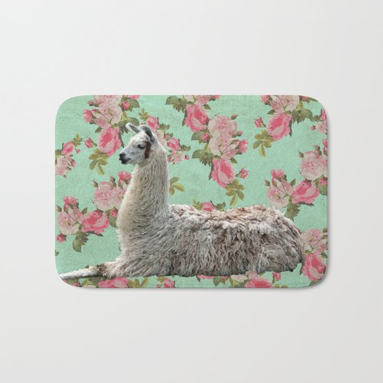 Floral Llama Bath Mat