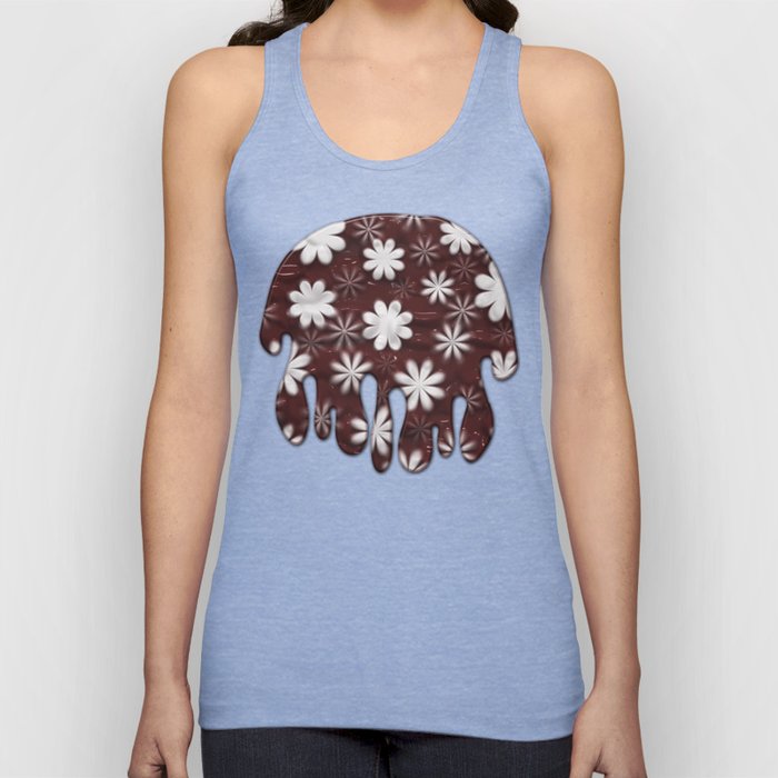 Melted Chocolate and Milk Flowers Pattern Tank Top