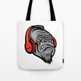 Gorilla Headphones Head Mascot Retro Tote Bag