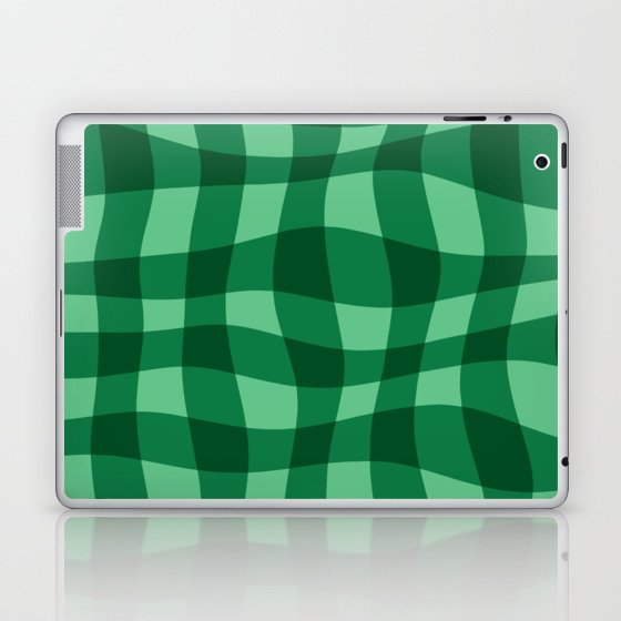 Warped Checkered Gingham Pattern (green) Laptop & iPad Skin