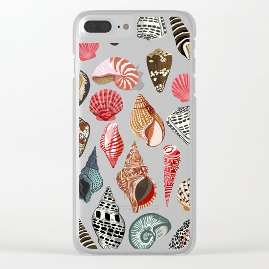 Seashells ocean nautical beach seaside children kids baby home dec shell illustration Andrea Lauren Clear iPhone Case