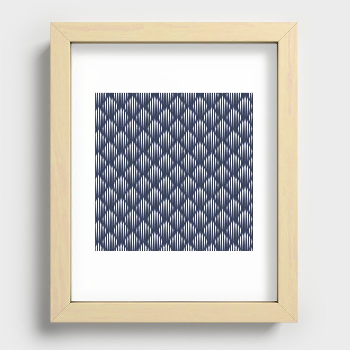 Navy Blue and White Abstract Pattern Recessed Framed Print