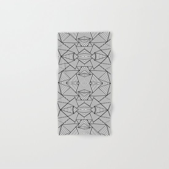 Abstract Mirror Black on White Hand & Bath Towel
