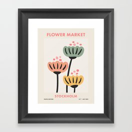 Flower Market Stockholm, Playful Retro Pastel Floral Print Framed Art Print