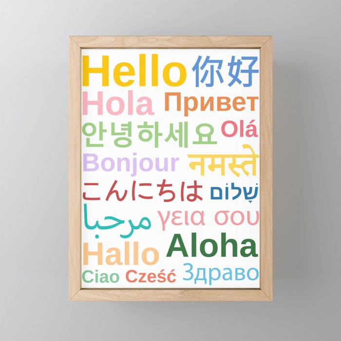 Hello In Different Languages Framed Mini Art Print