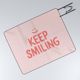 Keep Smiling - Pink Happiness Quote Picnic Blanket