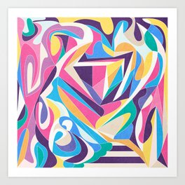 Pink Mind Art Print | Mood, Digitapattern, Abstractapttern, Playful, Minimal, Colorful, Joy, Shapes, Bright, Patterdesign 