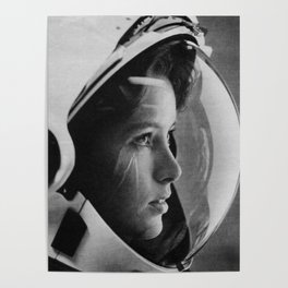 NASA Astronaut, Anna Fisher, black and white photograph Poster
