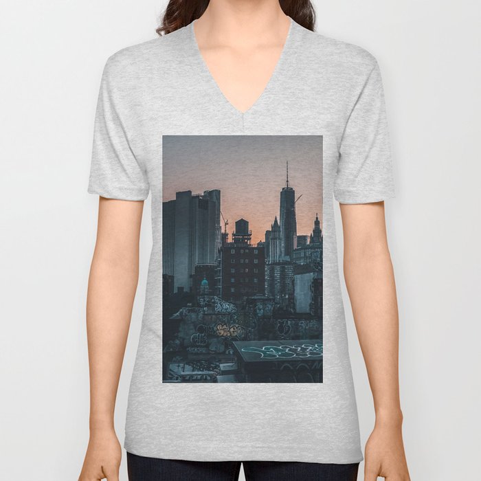 New York City Manhattan skyline V Neck T Shirt