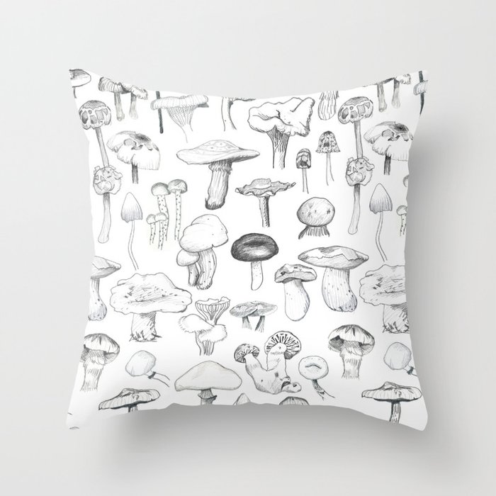The mushroom gang Throw Pillow