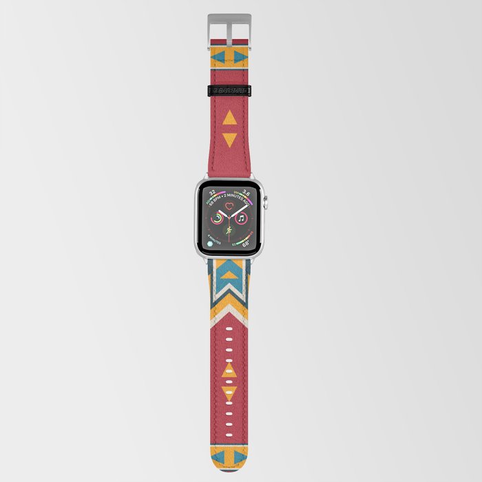Aztec Pattern on Red Apple Watch Band