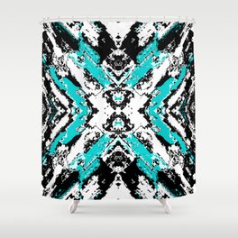 Blue Changes - Abstract black, white and blue Shower Curtain