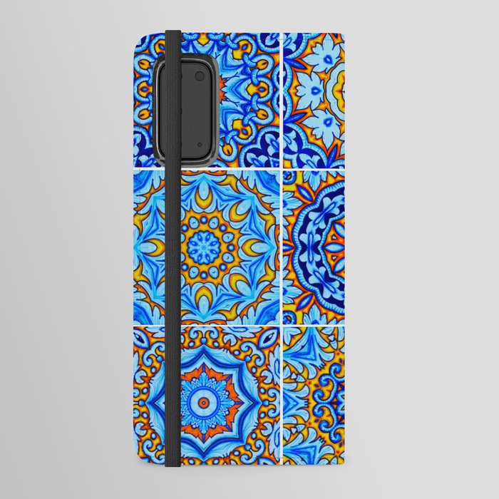 Moroccan arabic oriental tile pattern Blue Android Wallet Case