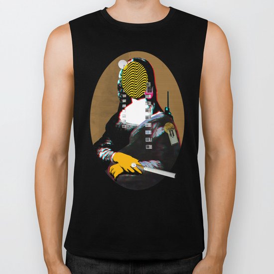 Mona Lisa StreetPopArt - Gold Version Biker Tank