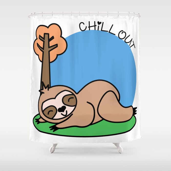 Felhy the chilled kawaii sloth Shower Curtain