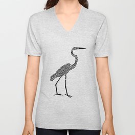 Squiggle Egret V Neck T Shirt