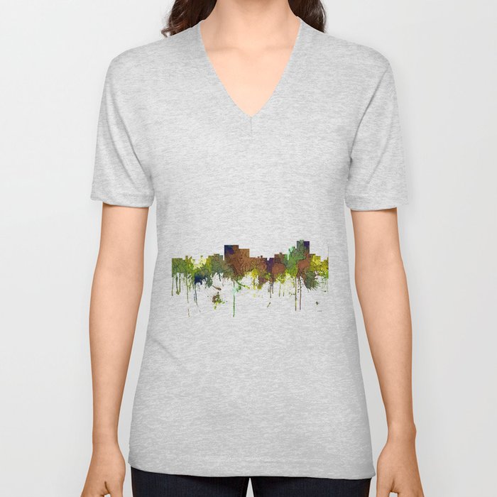 Chatanooga Tennessee Skyline - Safari Buff V Neck T Shirt