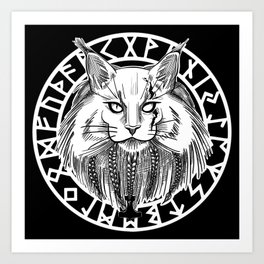 Viking Cat Art Print