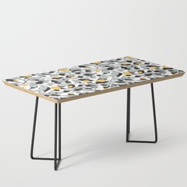 Yellow tulips pattern with black and white silhouette Coffee Table