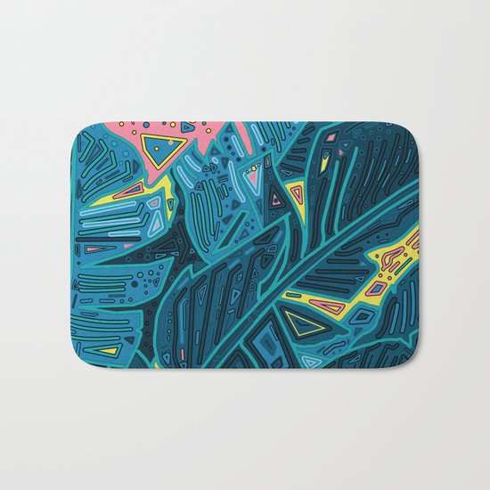 tropical leaves abstract 1 Bath Mat
