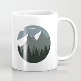 Mountains and Forest of Pine trees at night. Winter Landscape - Illustration Coffee Mug