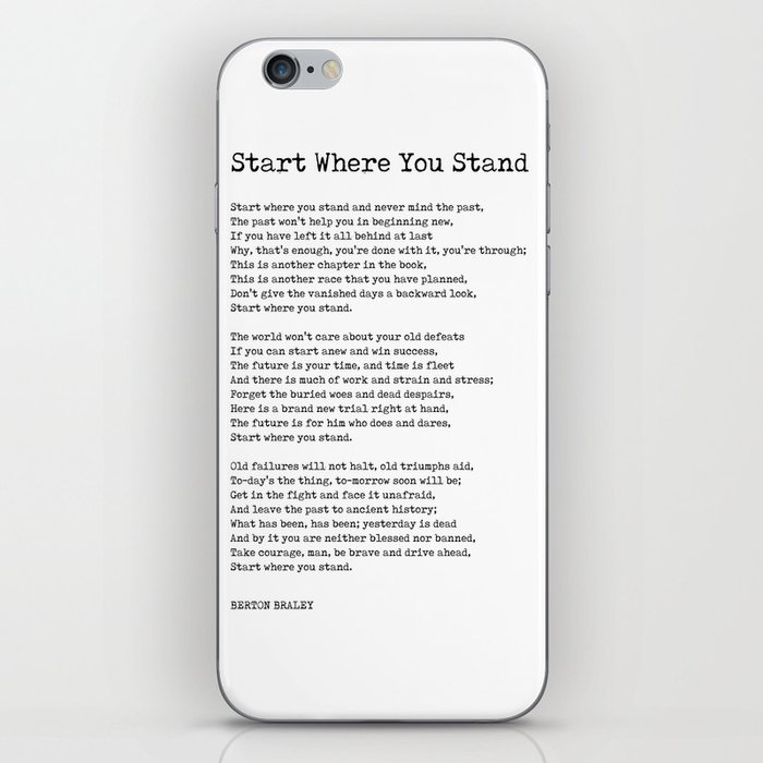 Start Where You Stand - Berton Braley Poem - Literature - Typewriter Print  iPhone Skin