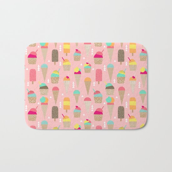 Ice Cream summer fresh food vacation heatwave city life pattern print geometric triangle design Bath Mat