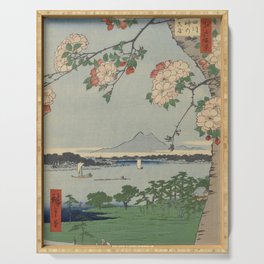 Cherry Blossoms on Spring River Ukiyo-e Japanese Art Serving Tray