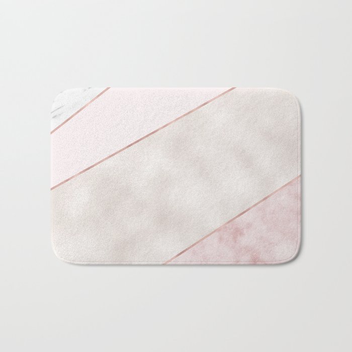 Spliced mixed pink marble and rose gold Bath Mat