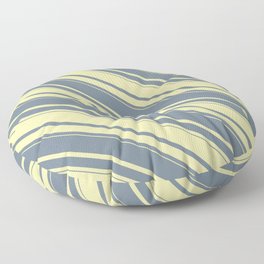 [ Thumbnail: Slate Gray & Pale Goldenrod Colored Stripes Pattern Floor Pillow ]