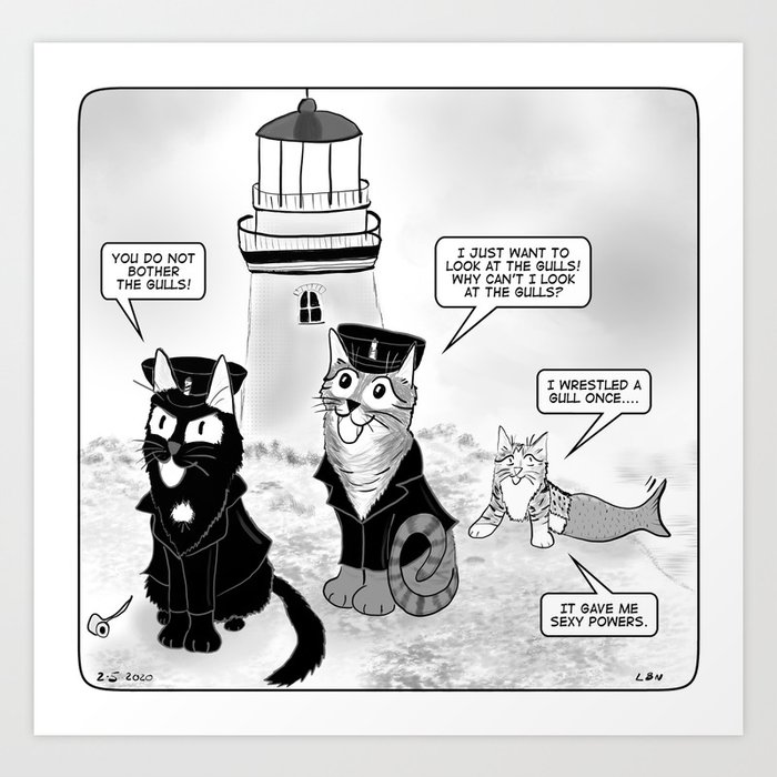 Lighthouse Cats Art Print