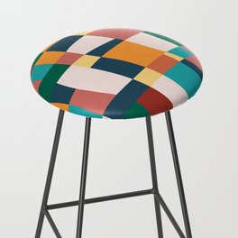 Colorful Geometric Checkered Prints Bar Stool