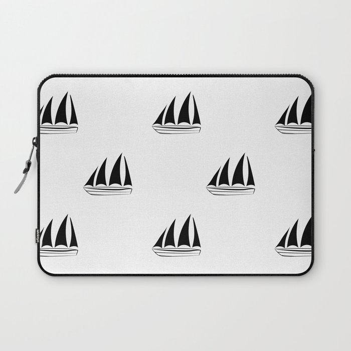 Black Sailboat Pattern Laptop Sleeve