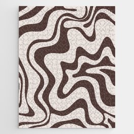 Retro Liquid Swirl Abstract Pattern in Brown Jigsaw Puzzle