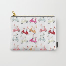 Girls on Scooter Pattern Carry-All Pouch | Travel, Fun, Scooter, Girl, Fashion, Transport, Friends, Repeatpattern, Helmet, Adventure 