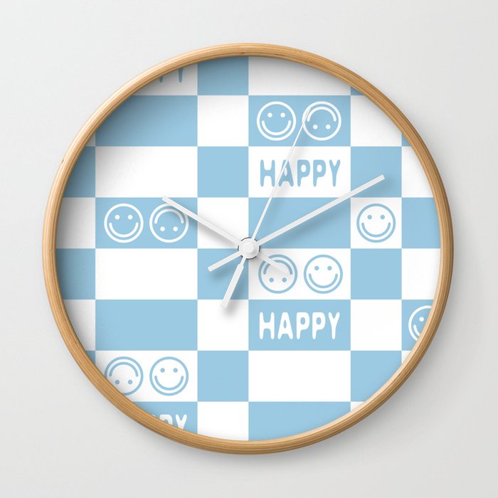 HAPPY Checkerboard 2.0 (Morning Sky Light Blue Color) Wall Clock